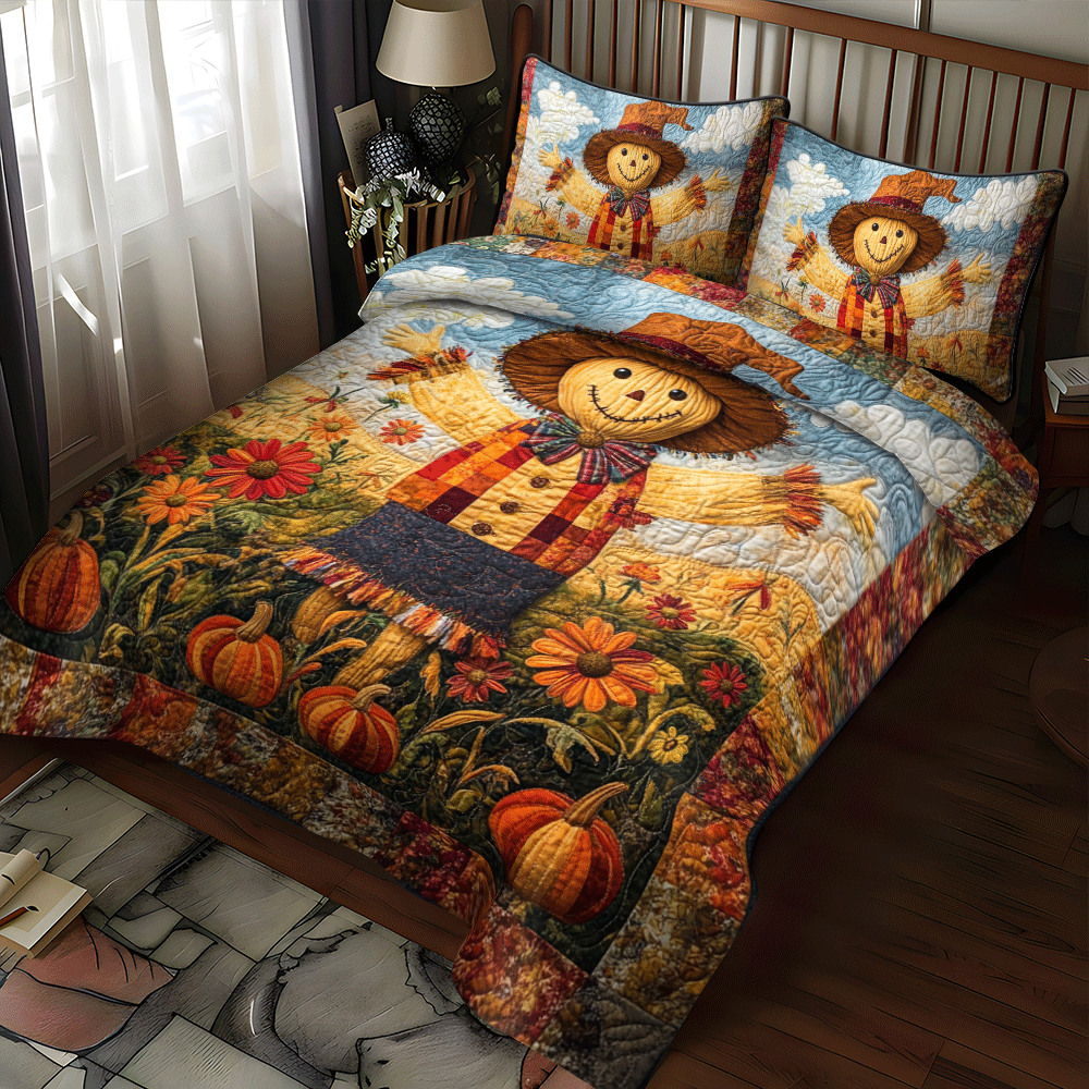 Scarecrow Harvest Vibe 3-Piece Quilted Bedding Set NCU0PD709