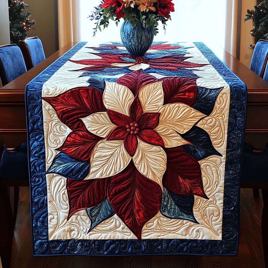 Scarlet Bloom Quilted Table Runner NCU0NT1648