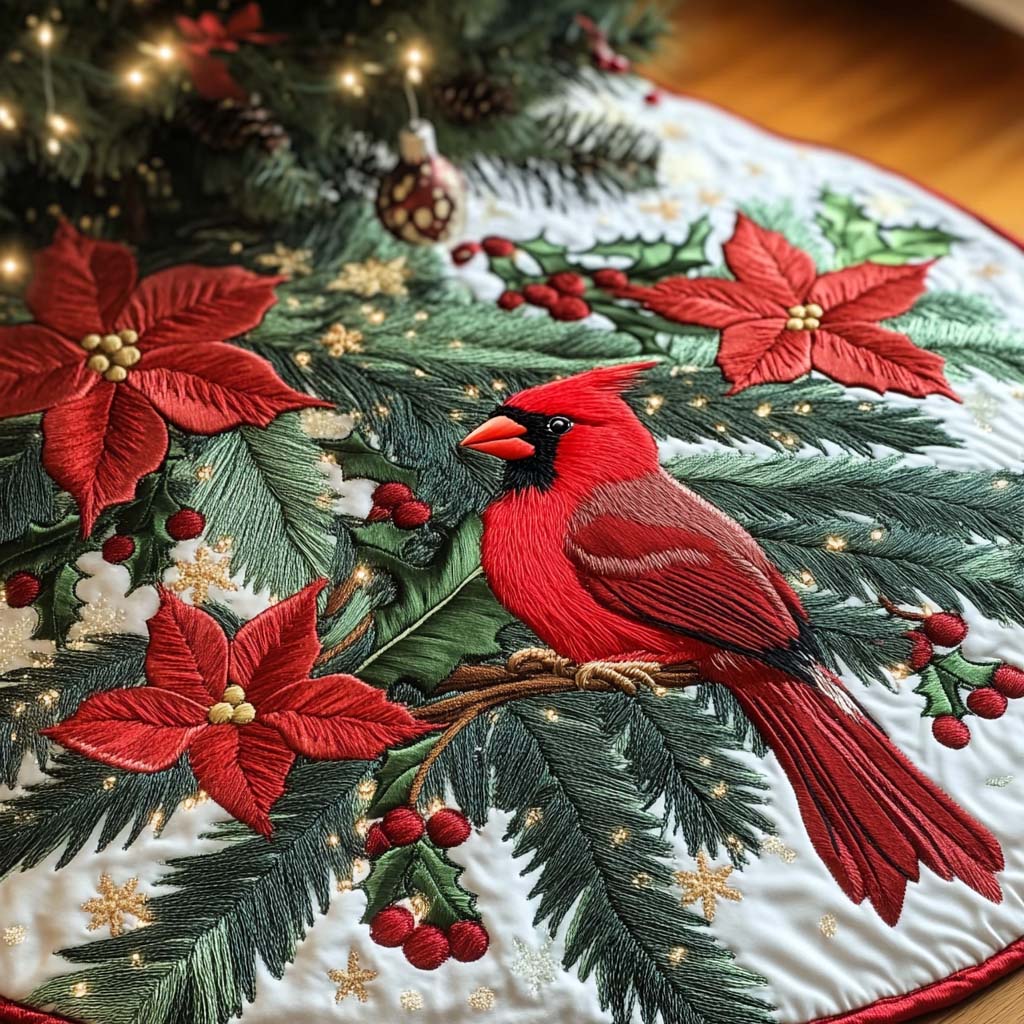 Scarlet Serenade Christmas Quilted Tree Skirt NCU0NT1325