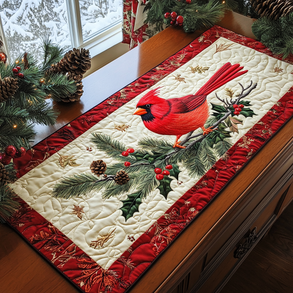 Scarlet Serenade Quilted Table Runner NCU0DK1274