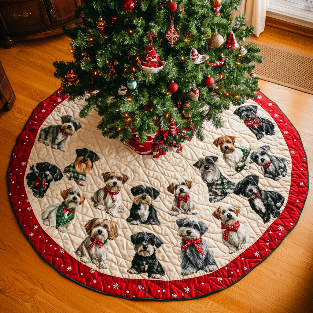 Schnauzer Christmas Bliss Christmas Quilted Tree Skirt NCU0VL789