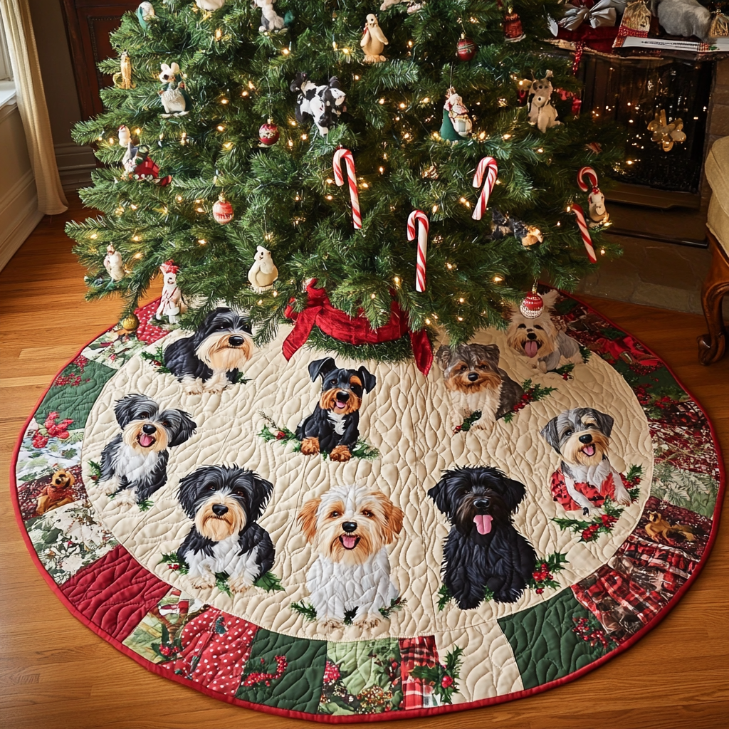 Schnauzer Christmas Delight Christmas Quilted Tree Skirt NCU0VL785