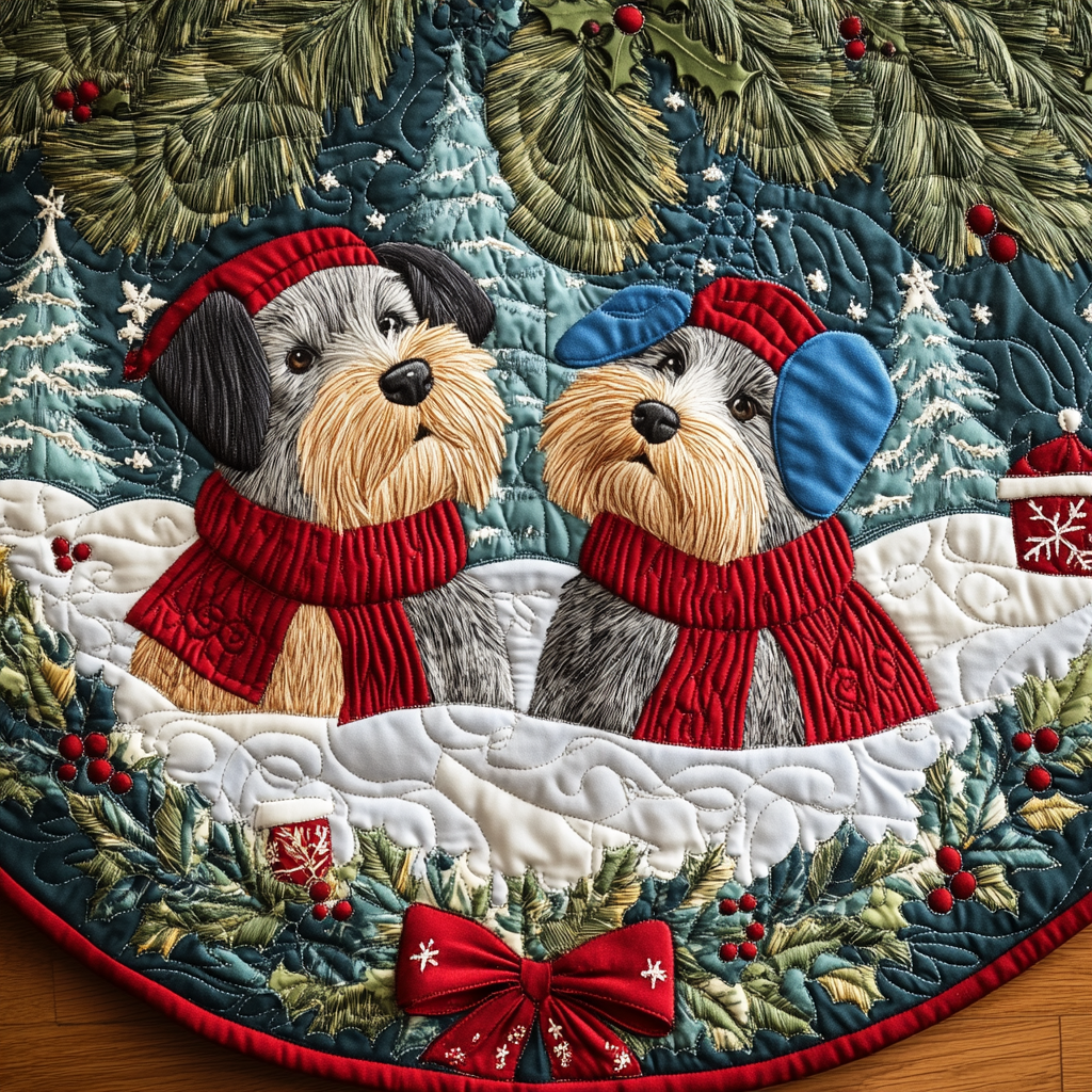 Scottie And The Holly Christmas Quilted Tree Skirt NCU0DV1385