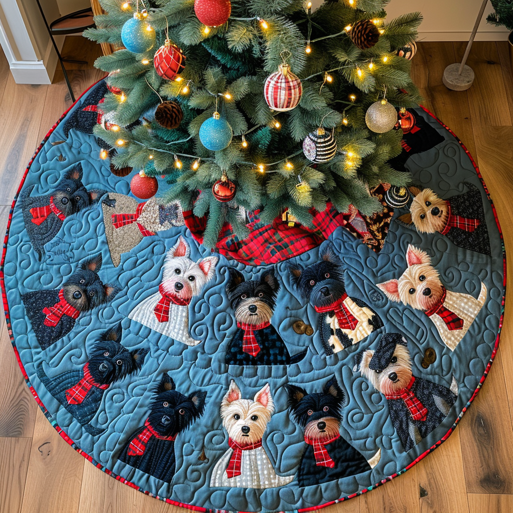 Scottie Christmas Morning Christmas Quilted Tree Skirt NCU0DV1384