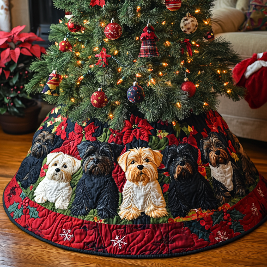 Scottie Sleigh Ride Christmas Quilted Tree Skirt NCU0DV1379