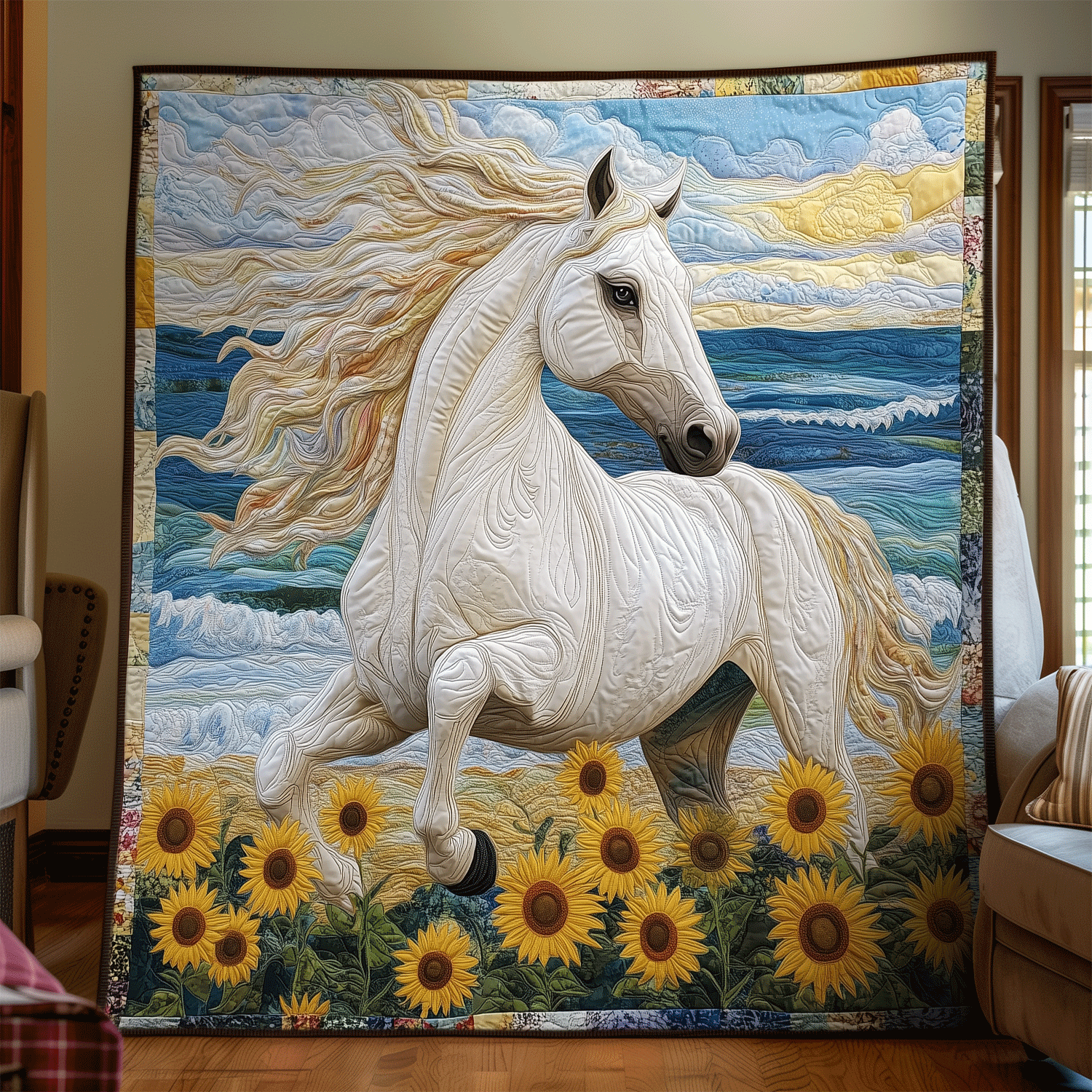 Sea Breeze Steed Art Quilt Hanging NCU0TH1697