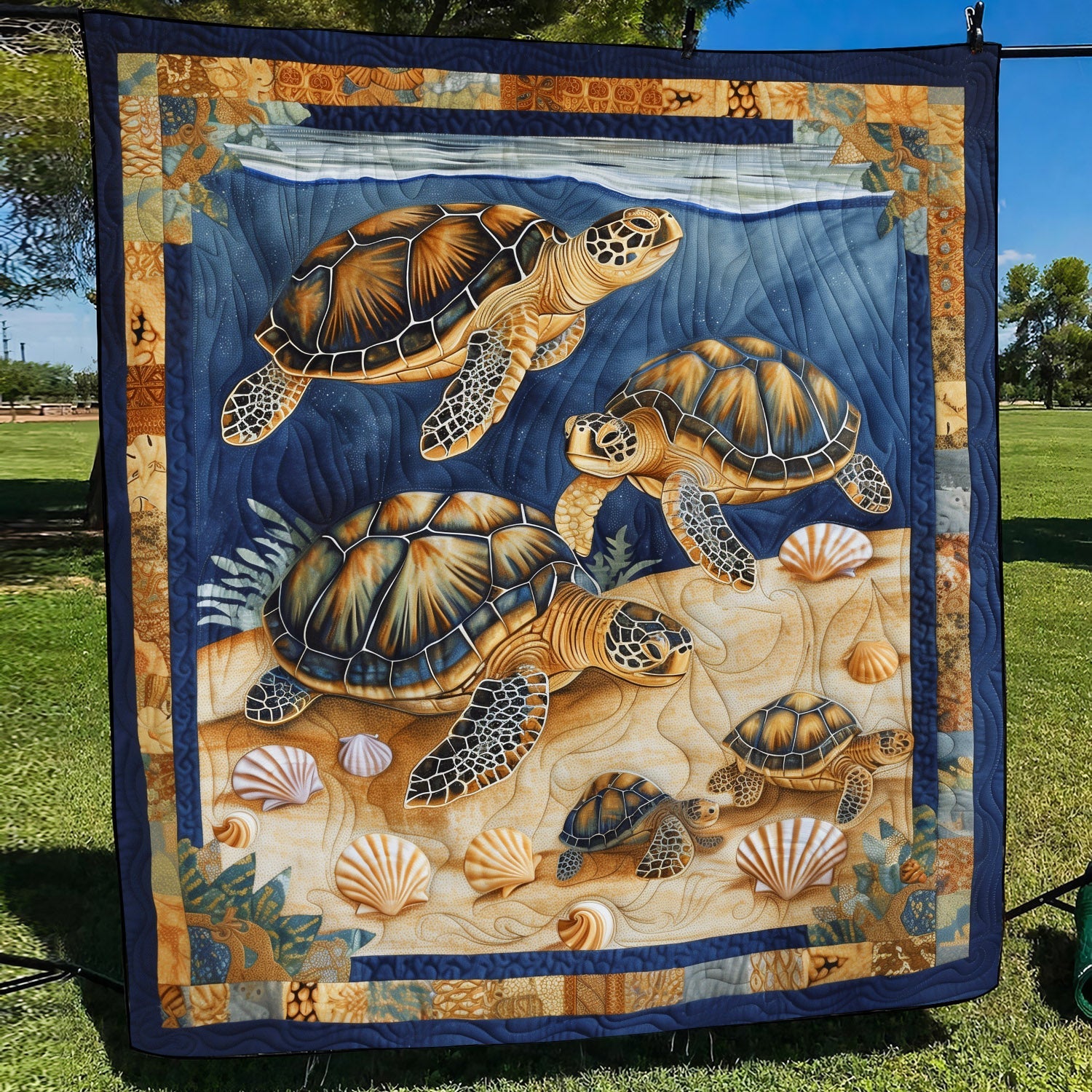 Sea Turtle Quilted Blanket NCU0VT28