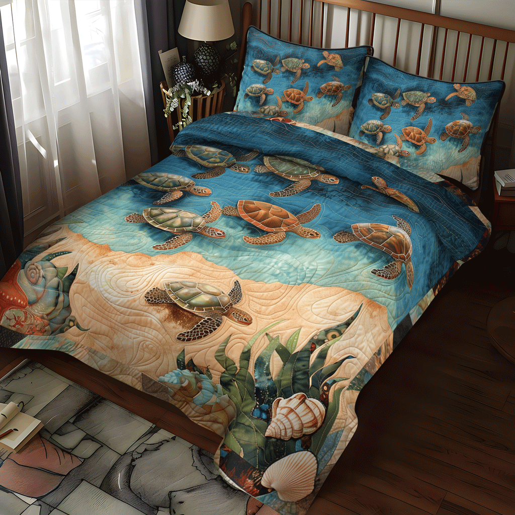 Sea Turtle Oasis 3-Piece Quilted Bedding Set NCU0TH1333