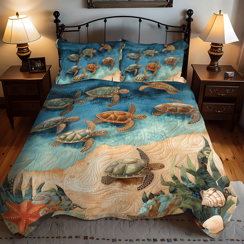 Sea Turtle Oasis 3-Piece Quilted Bedding Set NCU0TH1333