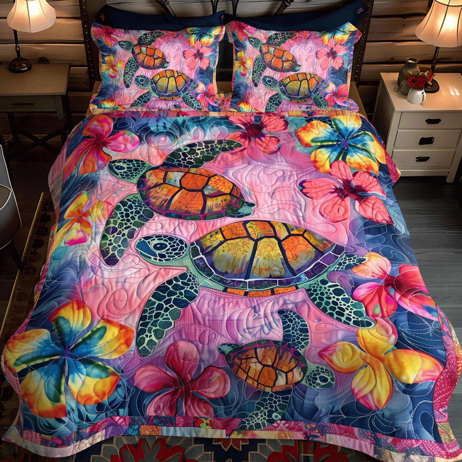 Sea Turtle Sanctuary 3-Piece Quilted Bedding Set NCU0TL755