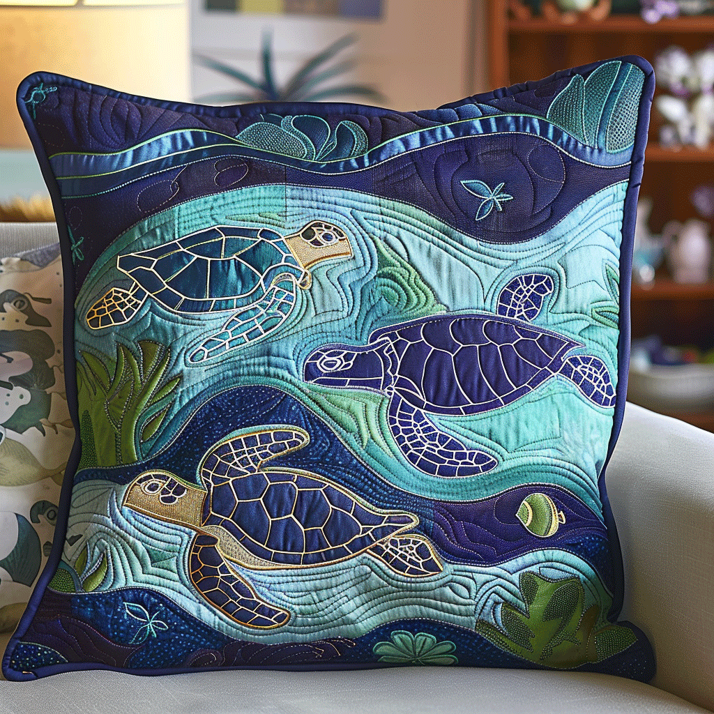 Sea Turtle Sanctuary Quilted Pillow Case NCU0TL641