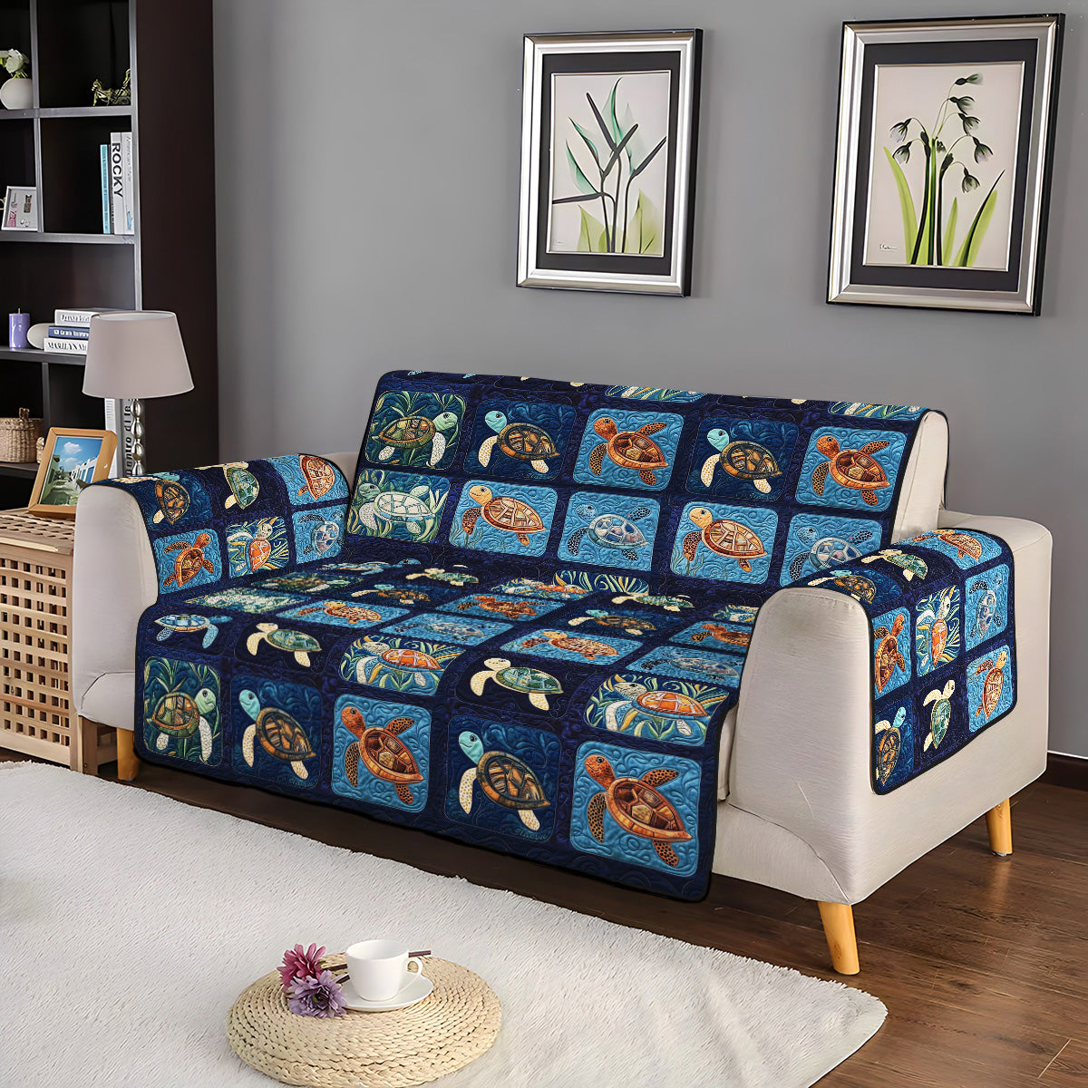 Sea Whisper Quilted Sofa Cover NCU0PT1164