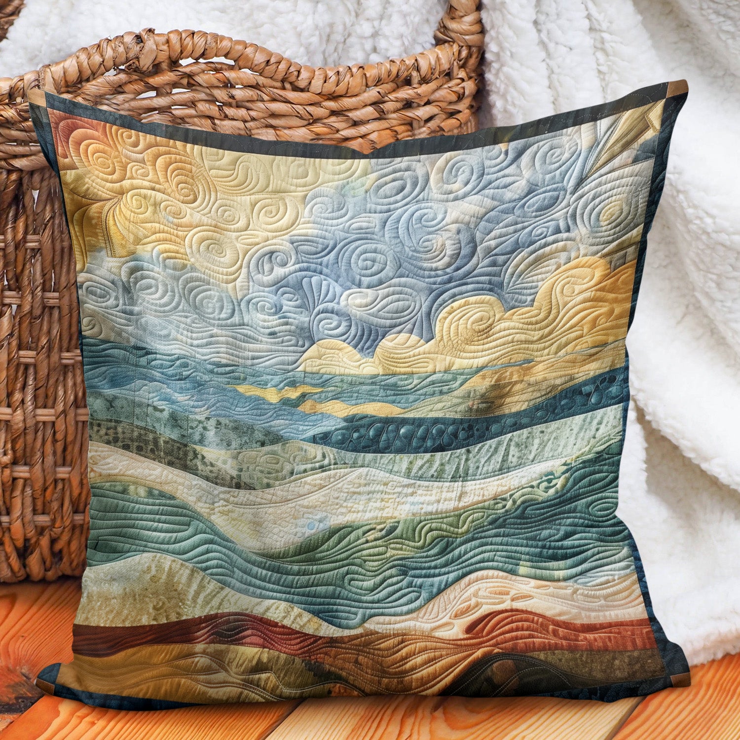 Seascape Serenity Quilted Pillow Case NCU0PT308