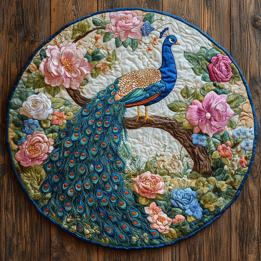 Serenade of the Peacock Quilted Round Mat NCU0DK995