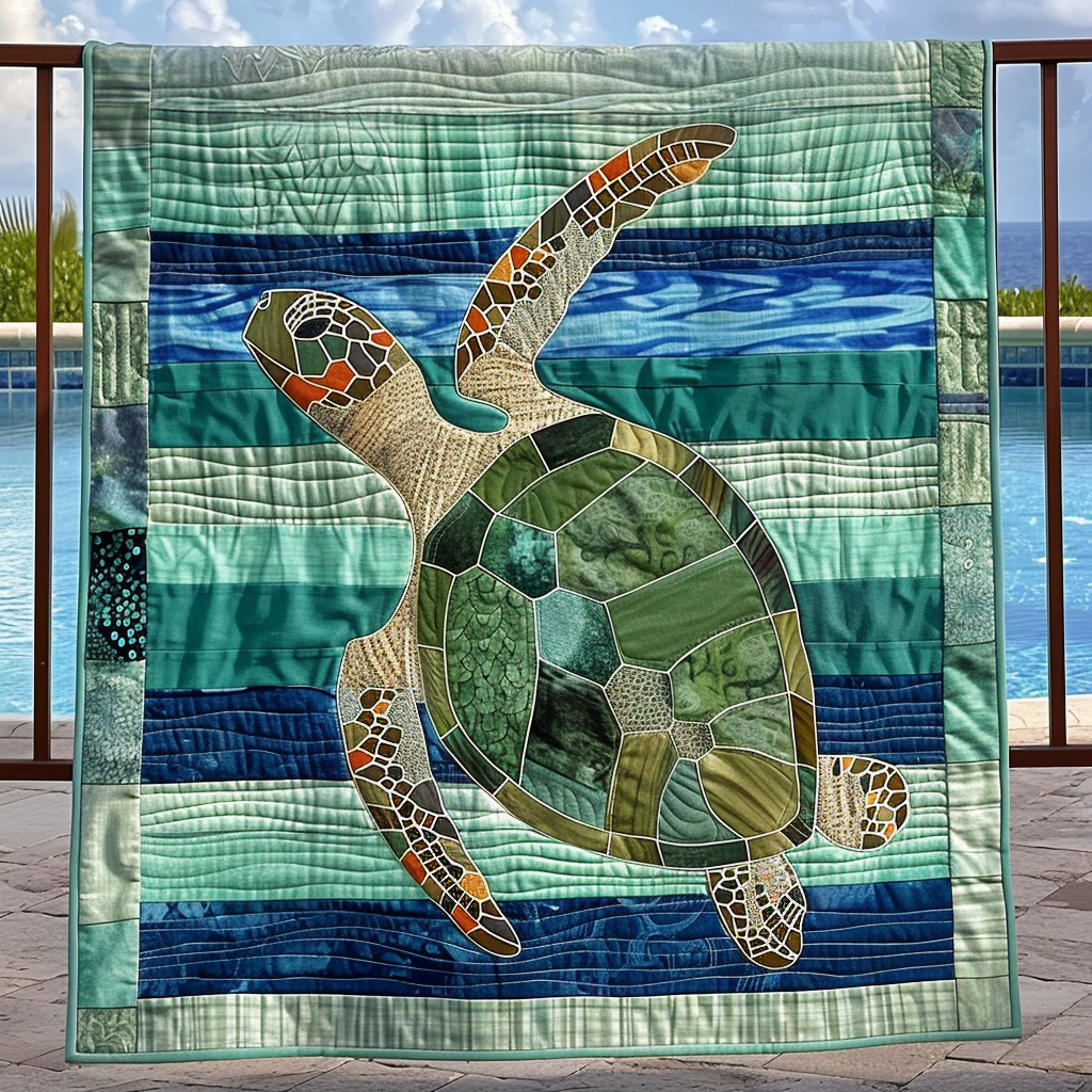 Serene Sea Turtle Quilted Blanket NCU0NT117