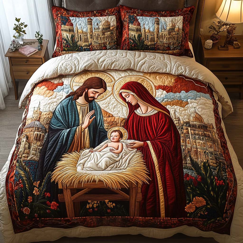 Serenity In The Manger 3-Piece Quilted Bedding Set NCU0NT1565