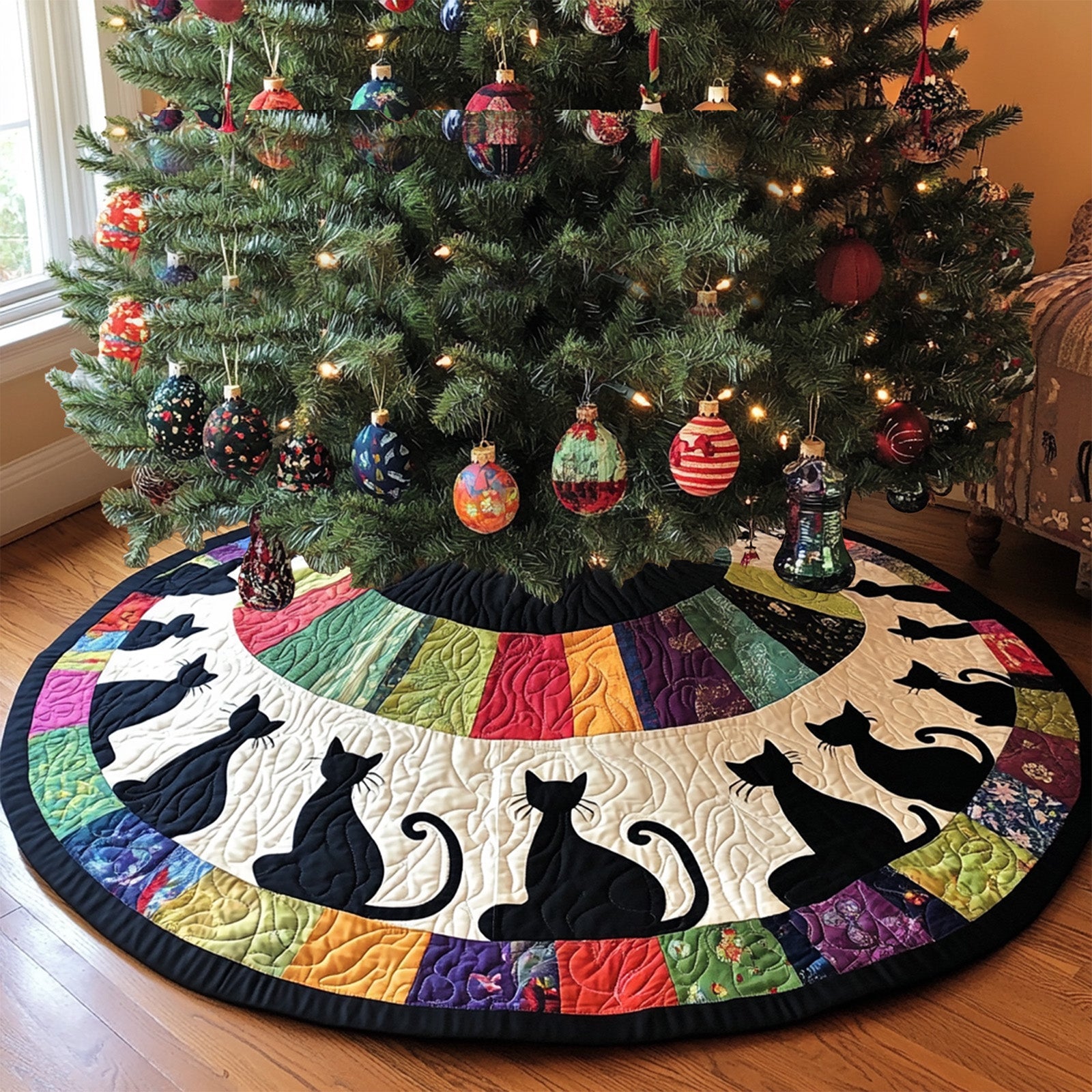 Shadow Purrfection Quilted Christmas Tree Skirt NCU0PT1290