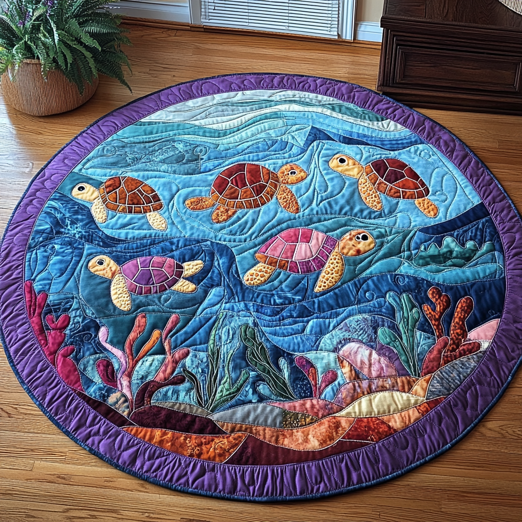 Shelled Serenity Quilted Round Mat NCU0TL1431