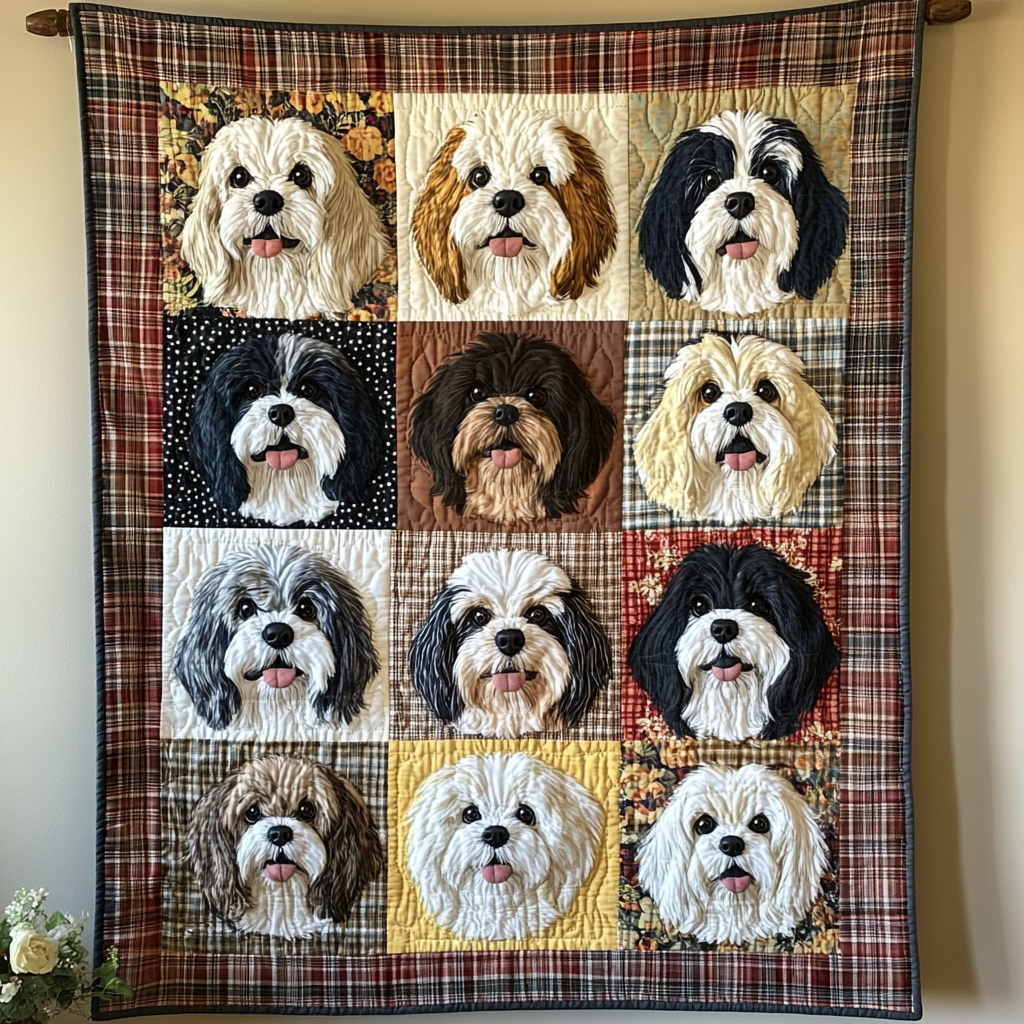 Shih Tzu Delight Quilted Blanket NCU0DK453