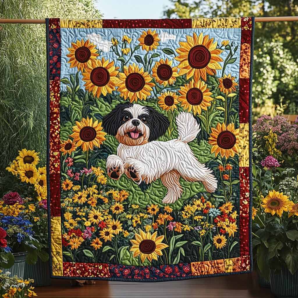 Shih Tzu Treasures Quilted Blanket NCU0DK459