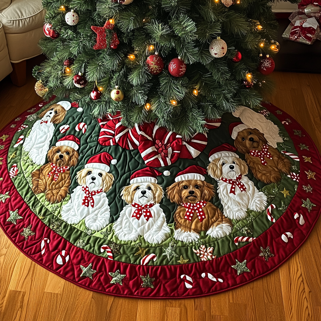 Shih Tzu Christmas Charm Christmas Quilted Tree Skirt NCU0DK1749