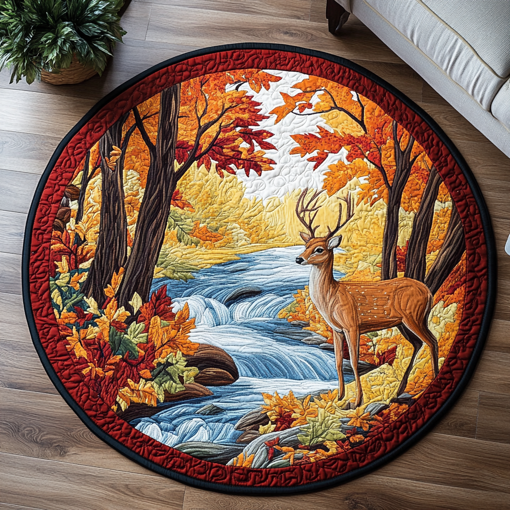 Silent Stag Quilted Round Mat NCU0DK1101