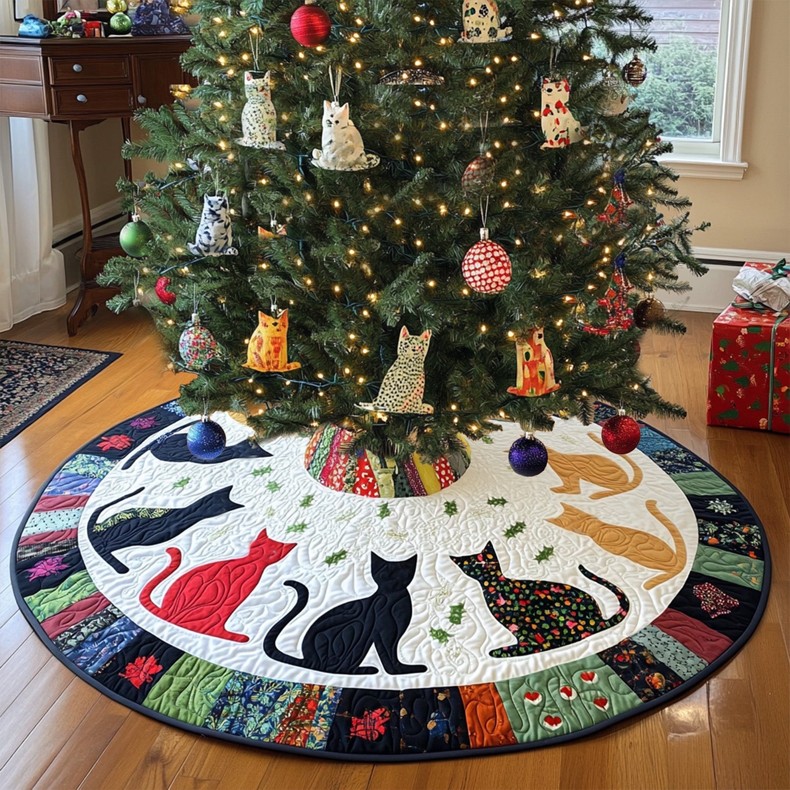 Silhouette Whispers Quilted Christmas Tree Skirt NCU0PT1294