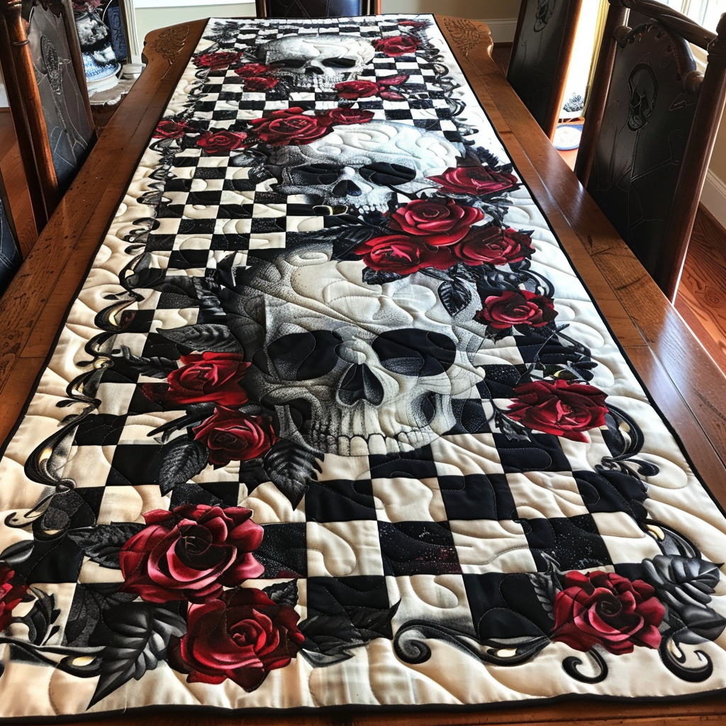 Skull Garden Quilted Table Runner NCU0TH513