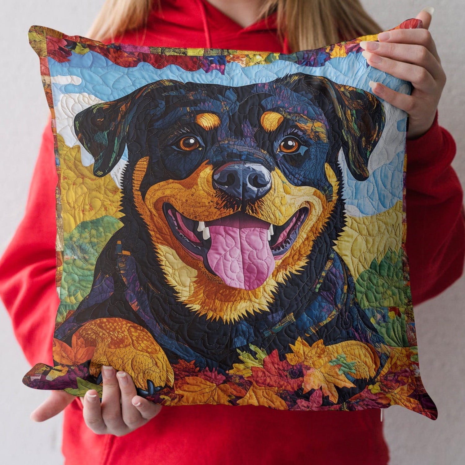 Sky Gazing Rottweiler Throw Quilted Pillow Case NCU0PT424