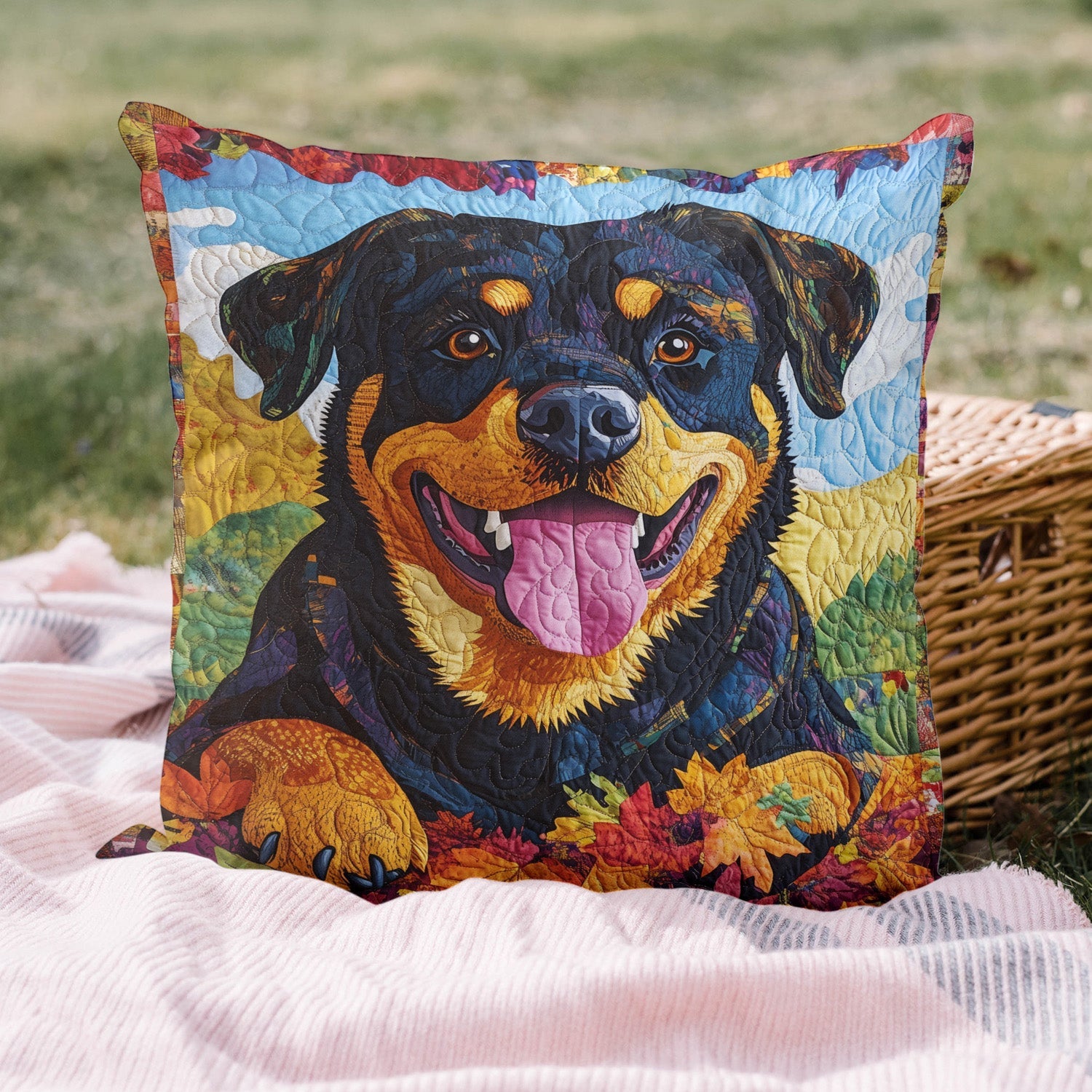 Sky Gazing Rottweiler Throw Quilted Pillow Case NCU0PT424