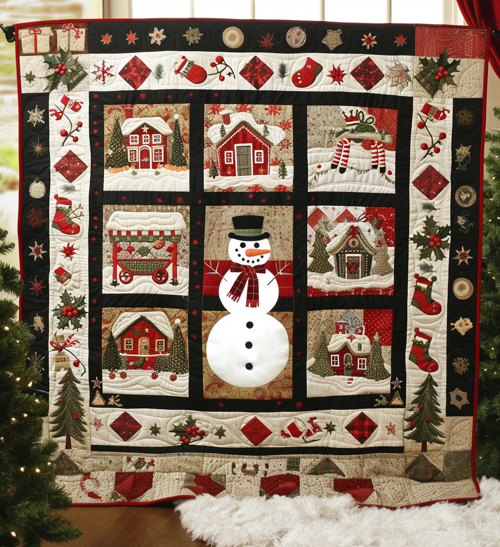 Snowman Christmas Quilted Blanket NCU0DV195