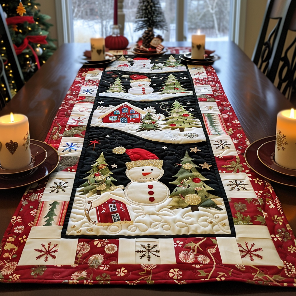 Snowman Frosty’s Wonderland Quilted Table Runner NCU0DV253