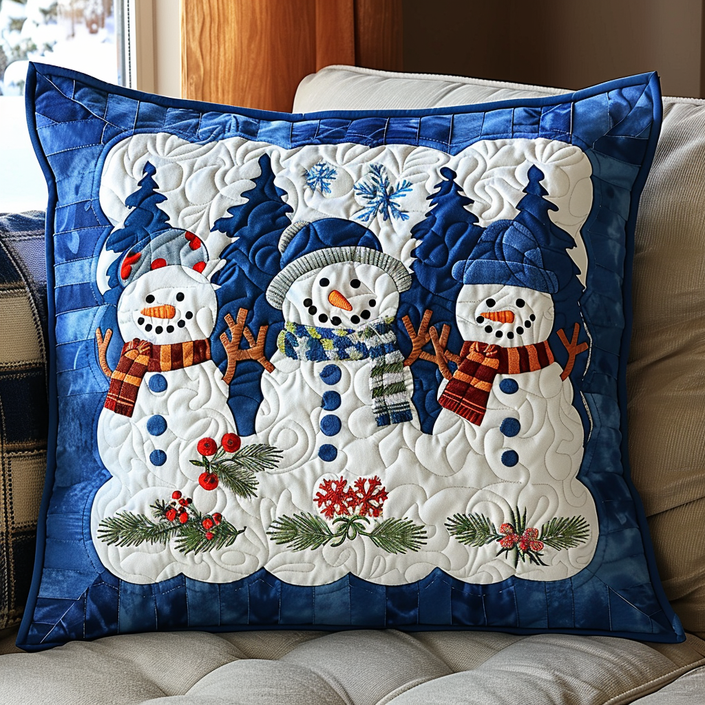 Snowman Charm Quilted Pillow Case NCU0TL635