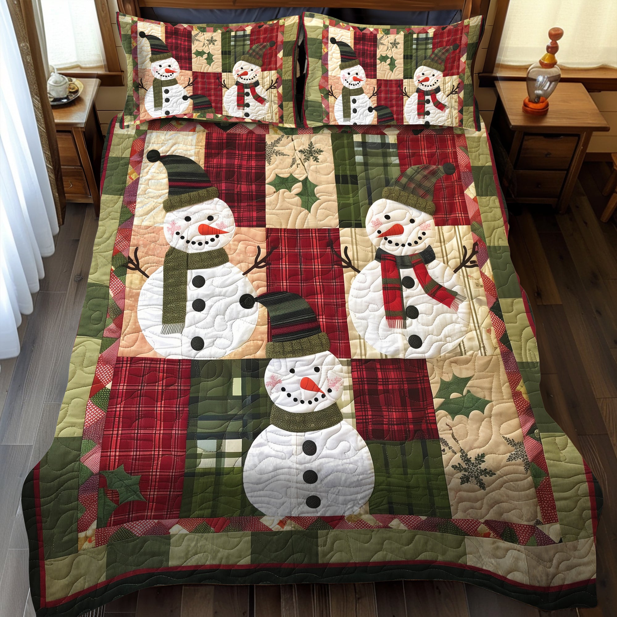 Snowy Delight 3-Piece Quilted Bedding Set NCU0TH951