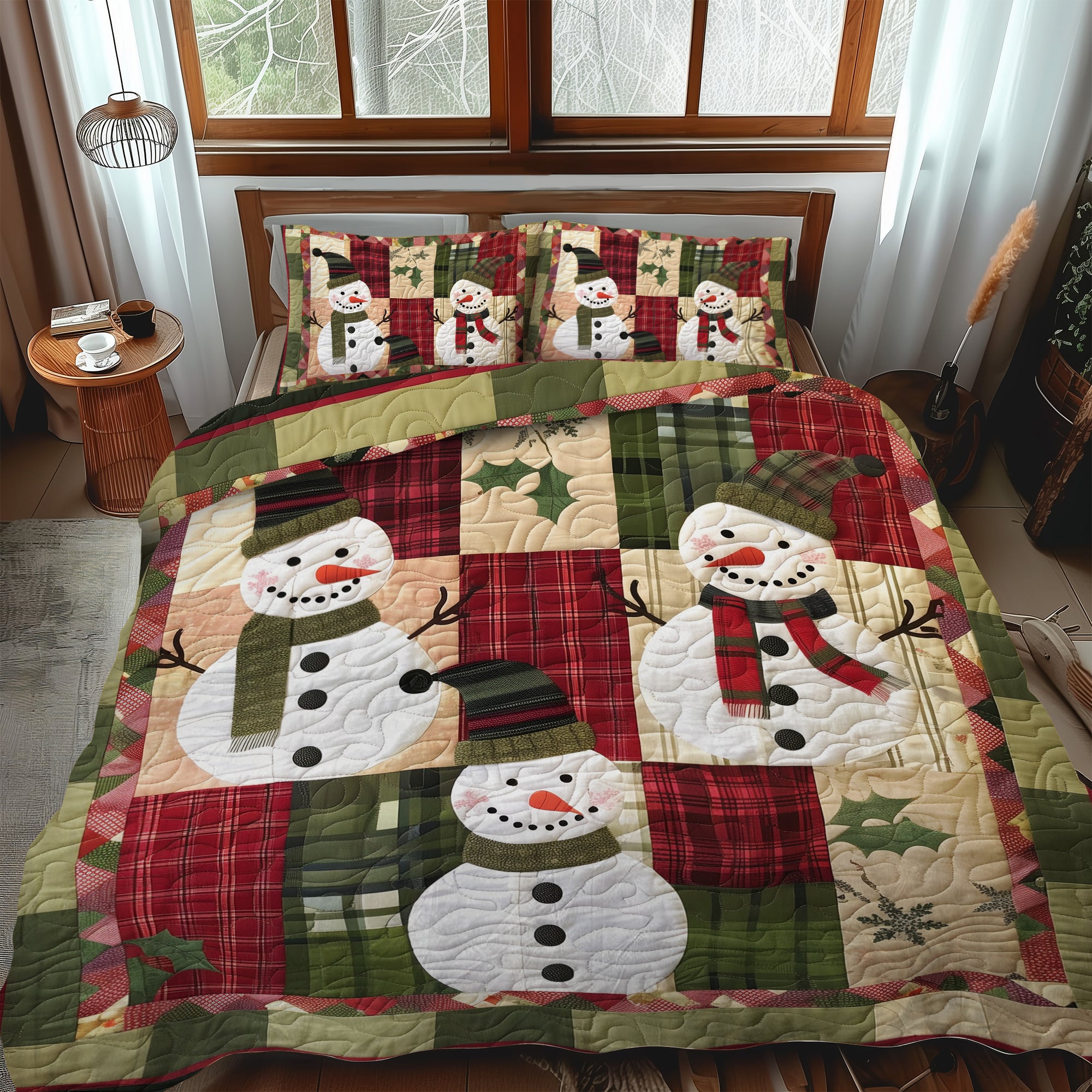 Snowy Delight 3-Piece Quilted Bedding Set NCU0TH951