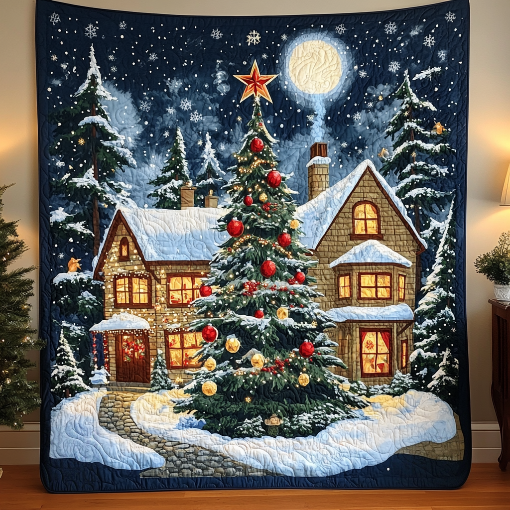 Snowy Christmas Delight Quilted Blanket NCU0VL823