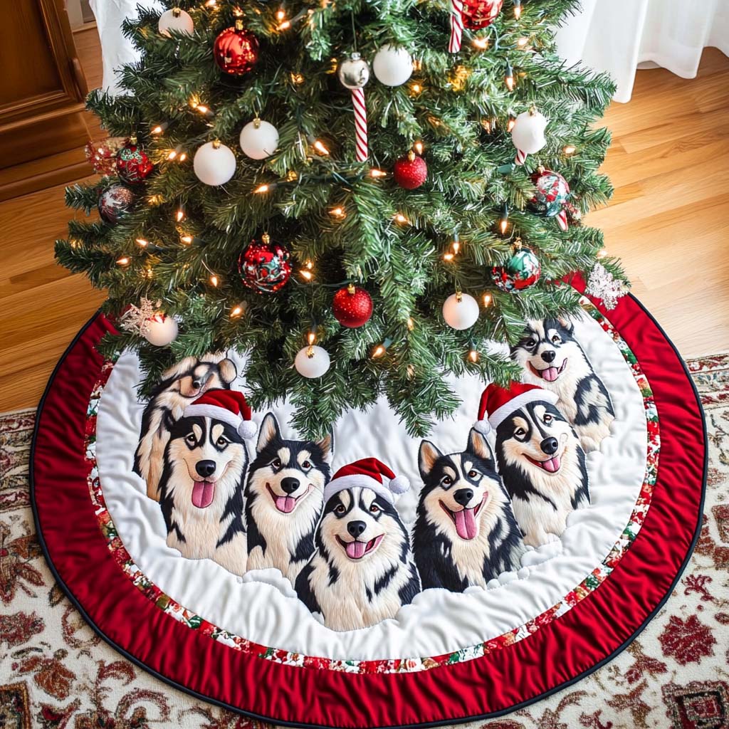 Snowy Paws Christmas Quilted Tree Skirt NCU0NT1748