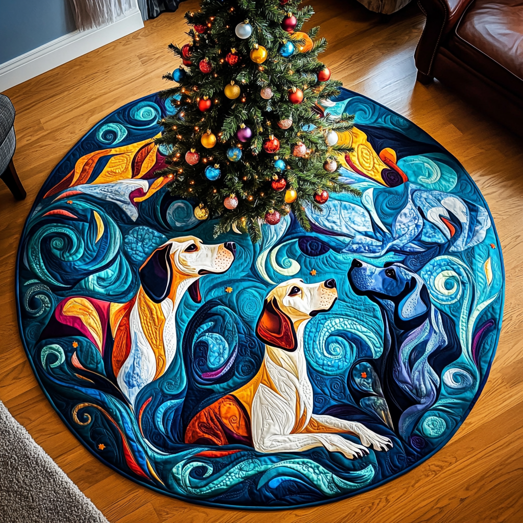 Snowy Paws Great Dane Christmas Quilted Tree Skirt NCU0DV1460