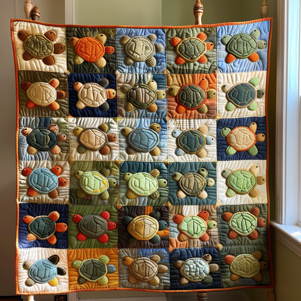 Snuggle Turtle Quilted Blanket NCU0TH651