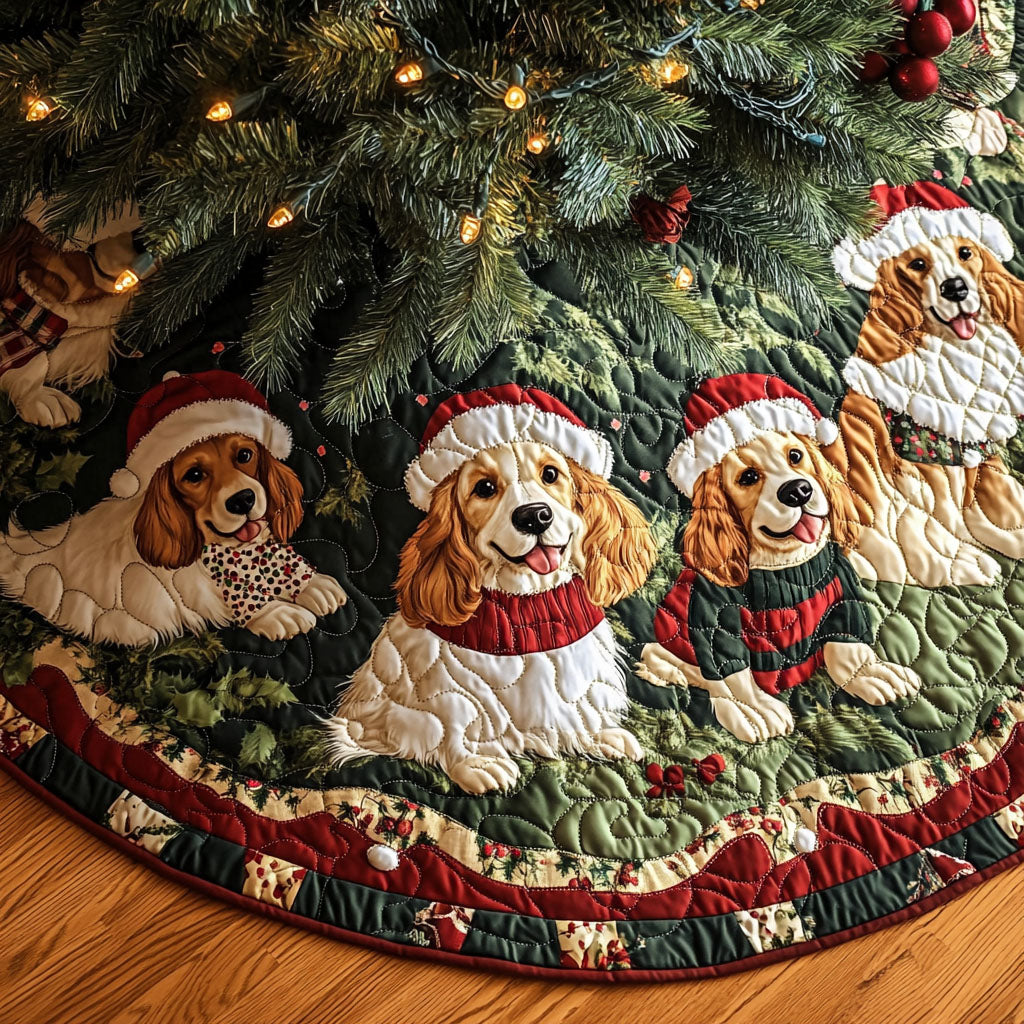 Spaniel Blessings Quilted Christmas Tree Skirt NCU0PT1699