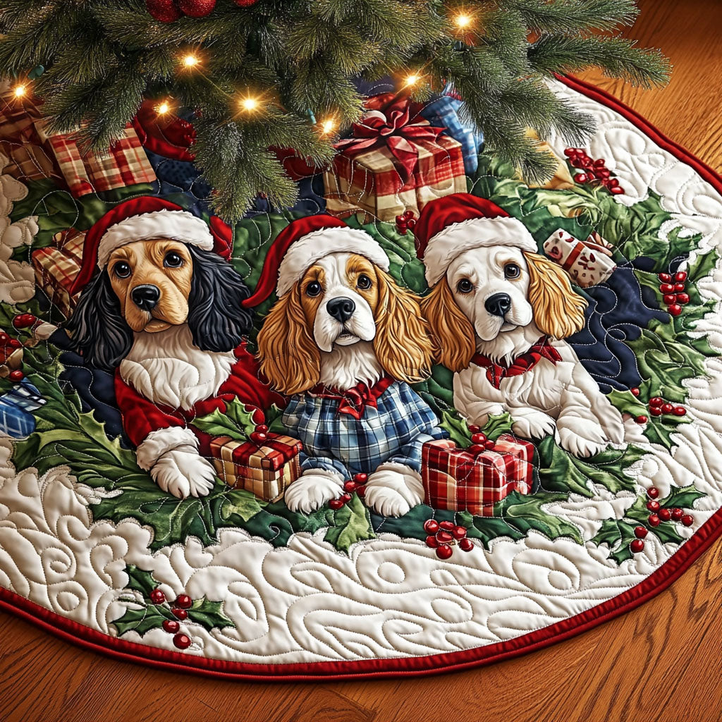 Spaniel Charm Quilted Christmas Tree Skirt NCU0PT1700