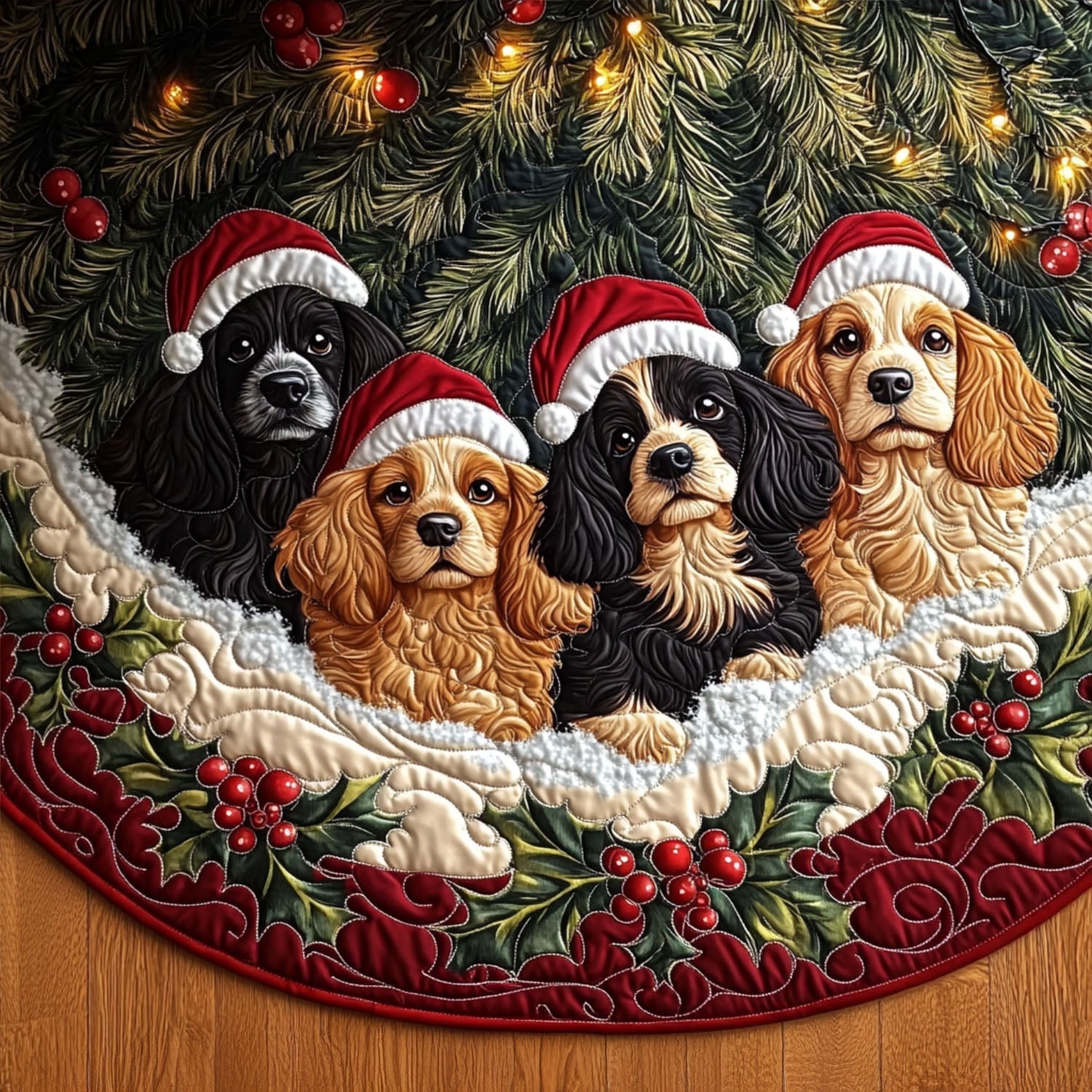 Spaniel Comfort Quilted Christmas Tree Skirt NCU0PT1663