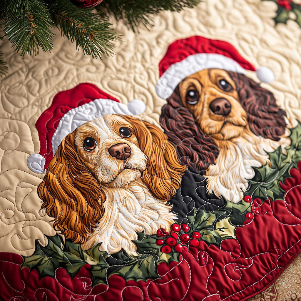 Spaniel Companion Quilted Christmas Tree Skirt NCU0PT1664