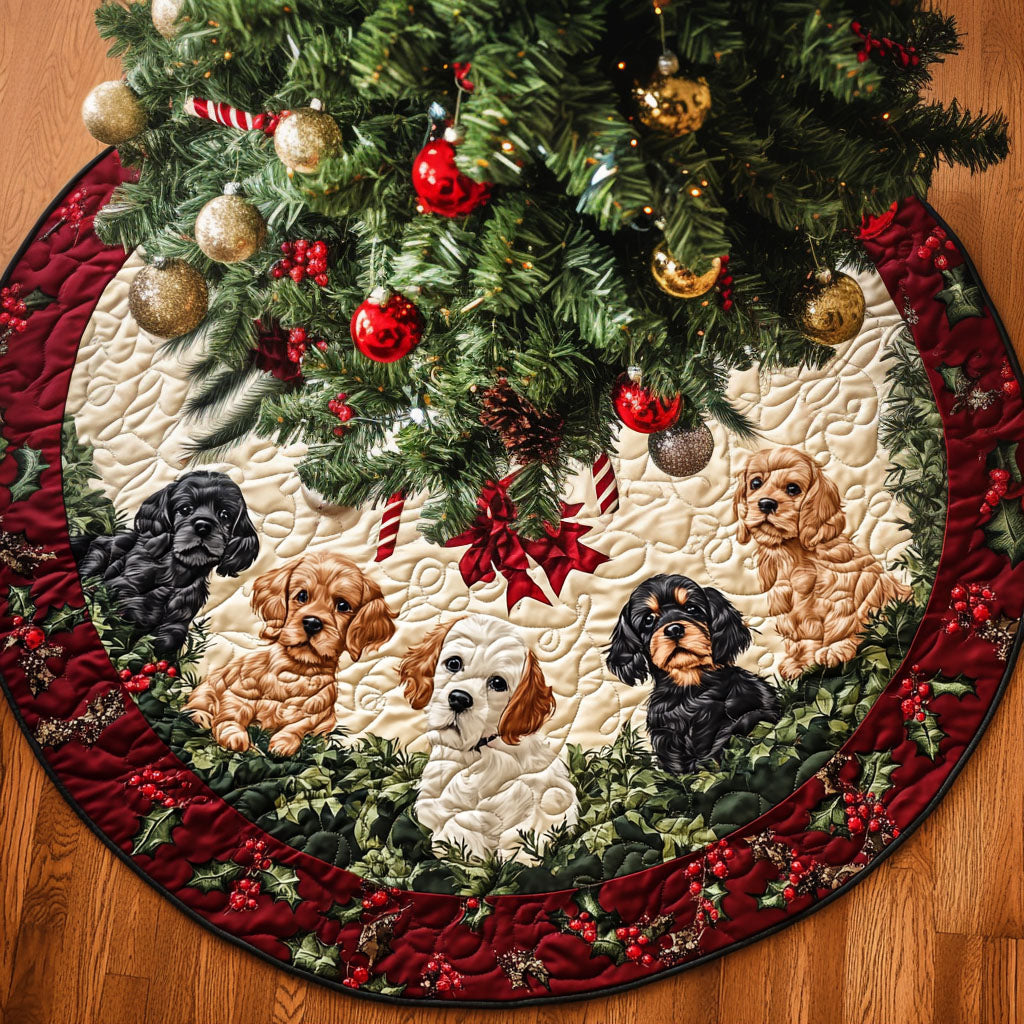 Spaniel Cozytime Quilted Christmas Tree Skirt NCU0PT1665