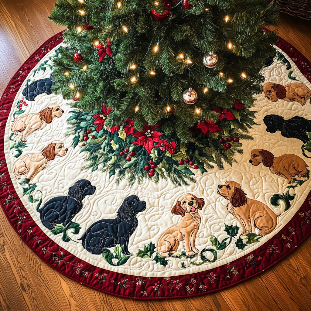 Spaniel Dreams Quilted Christmas Tree Skirt NCU0PT1666