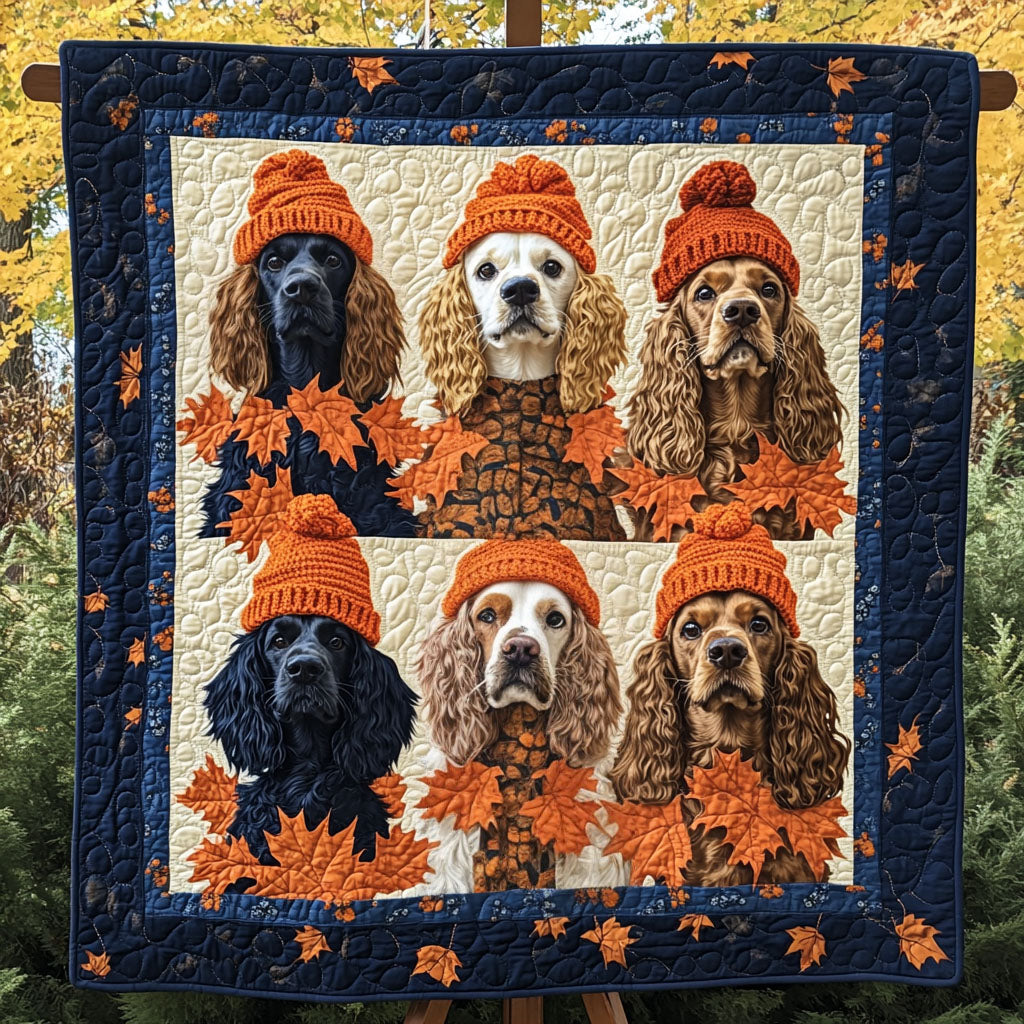 Spaniel Fall Frolic Quilted Blanket NCU0PT1753