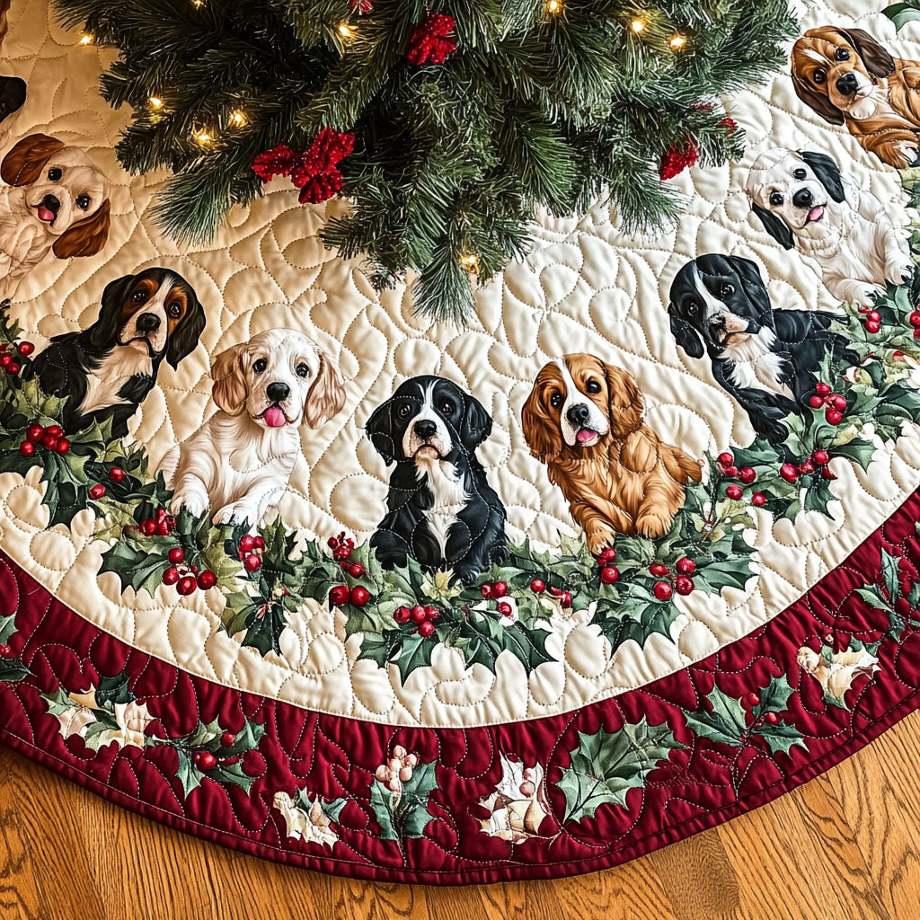 Spaniel Glow Quilted Christmas Tree Skirt NCU0PT1667