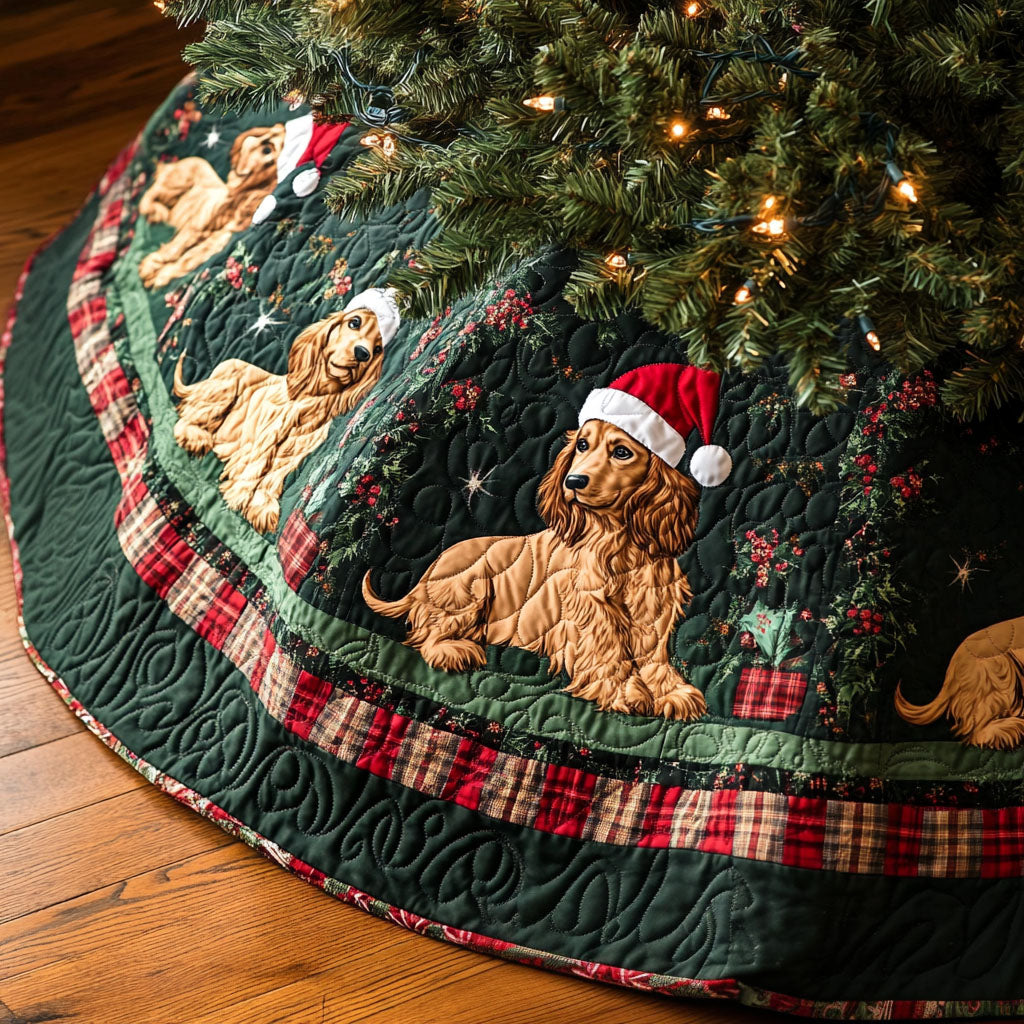 Spaniel Joyride Quilted Christmas Tree Skirt NCU0PT1669