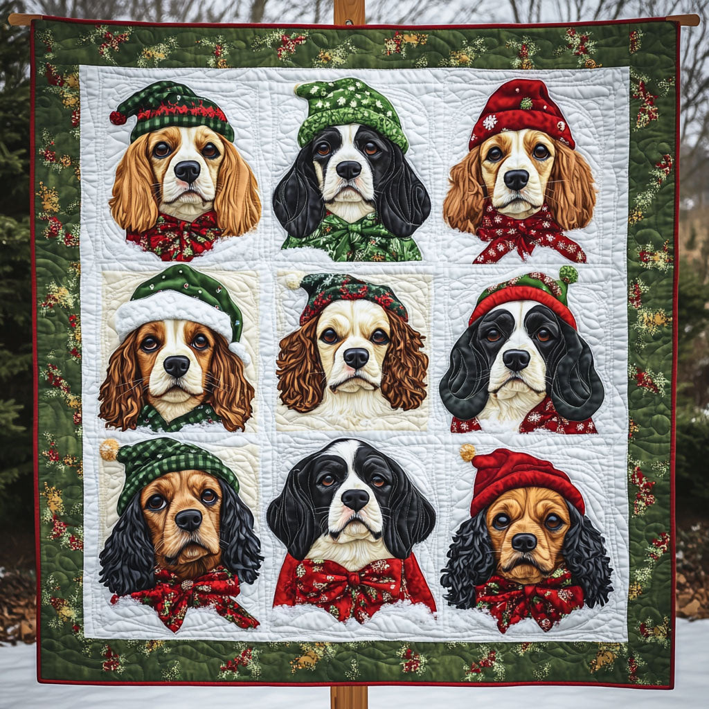 Spaniel Snowy Night Quilted Blanket NCU0PT1731