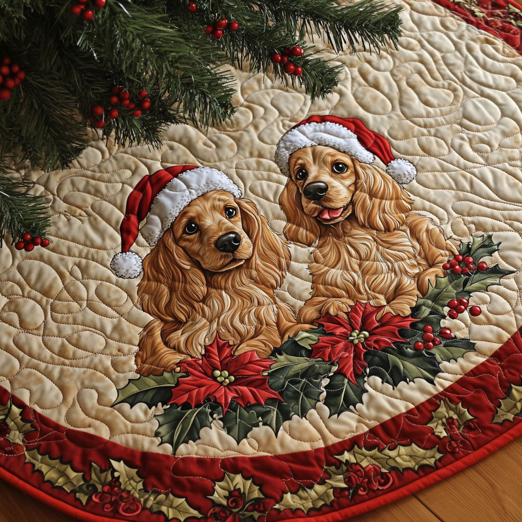 Spaniel Warmth Quilted Christmas Tree Skirt NCU0PT1672